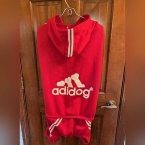 Paw Wag ADIDOG Pet/Dog Hoodie Sweatshirt Red and White 3X  excellent condition